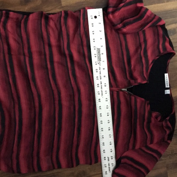 Hannah Wine & Black Knit and Sheer Top-L - Picture 6 of 6